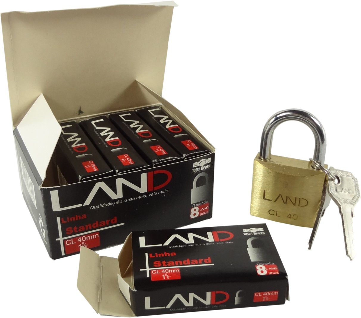 2516-Cadeado Maciço 40mm com 5 Unidades
