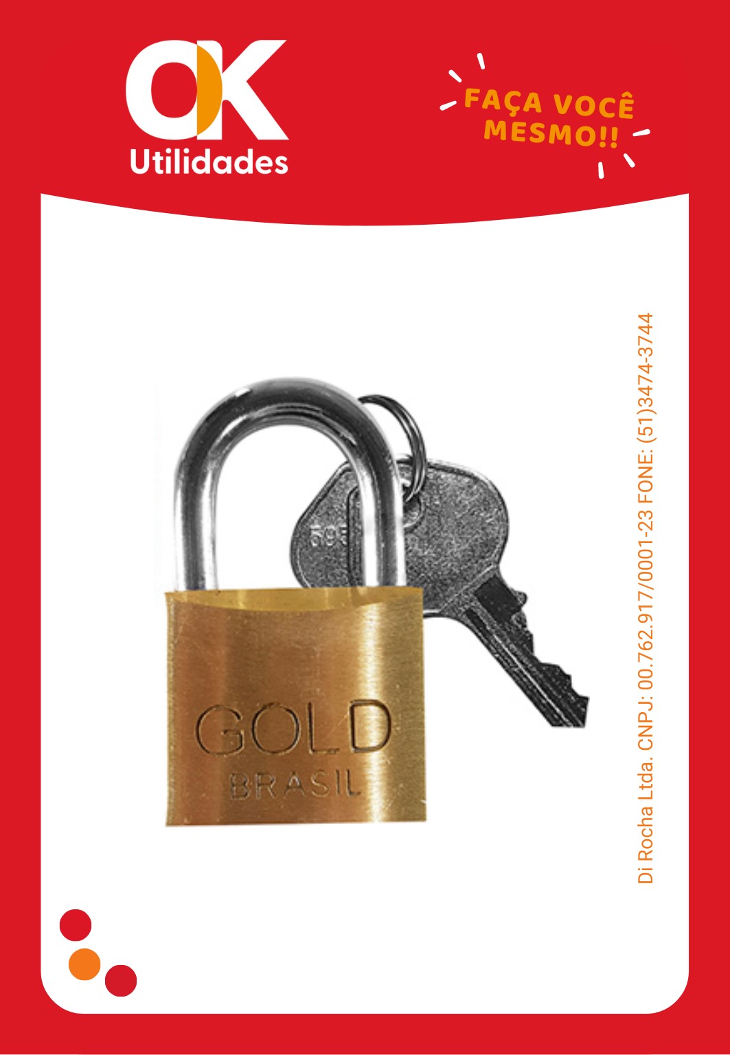 2686- Cadeado Maciço 35 mm Gold Brasil