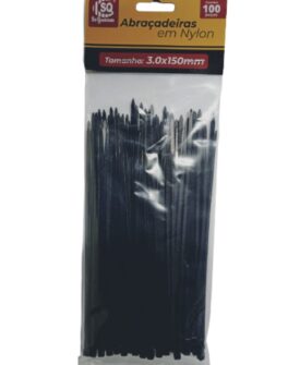 2748- Abraçadeira de Nylon Cinta Preta 3,0 x 150mm