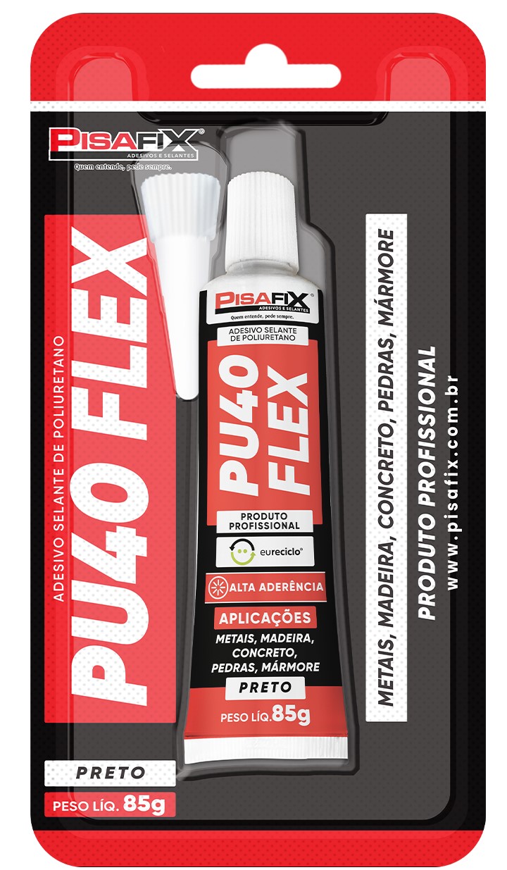 2802-Cola Adesivo Selante PU 40 Flex Preto 85g