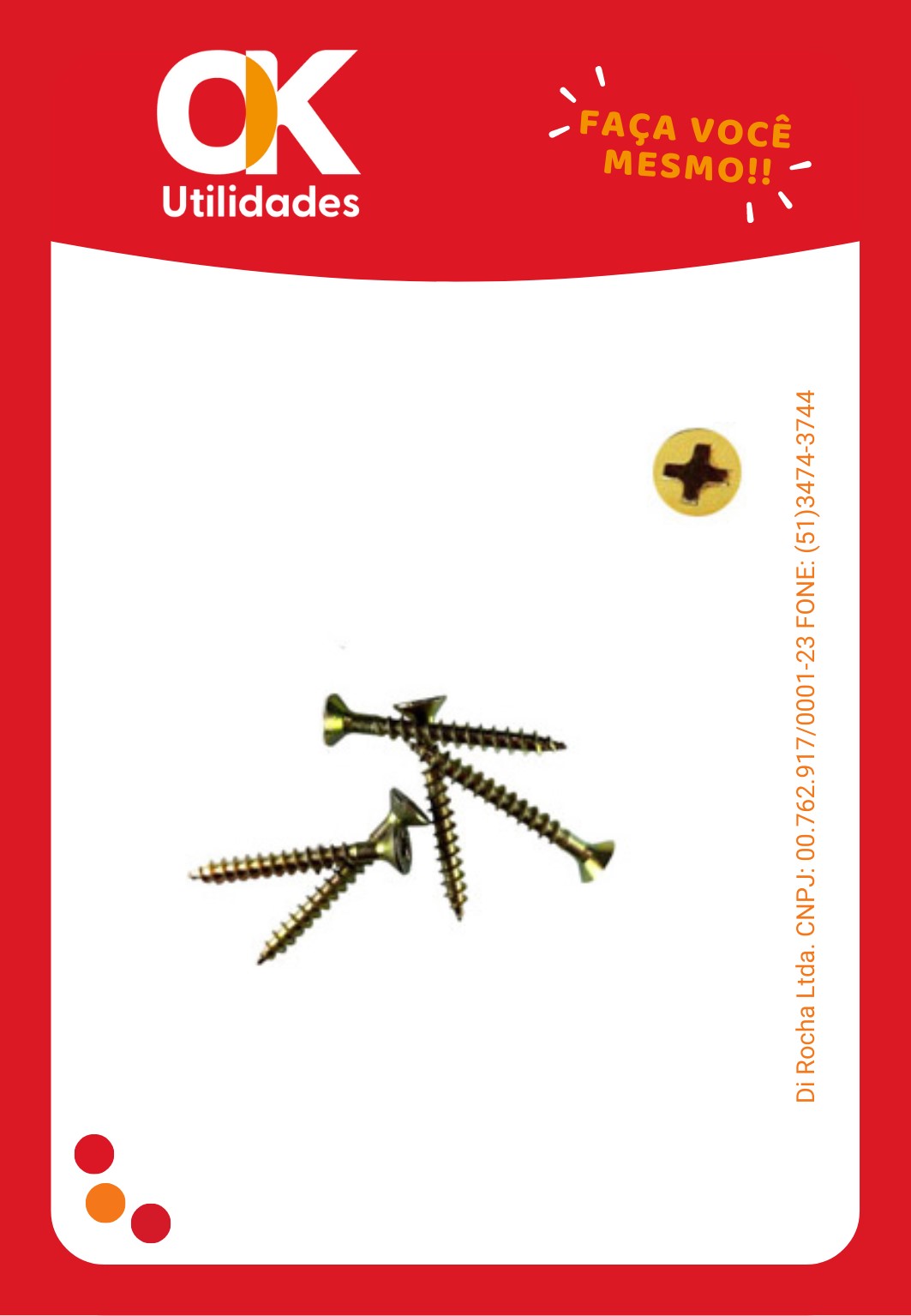 4613-Parafuso Phillips 3,5 x 30mm com 5 Unidades