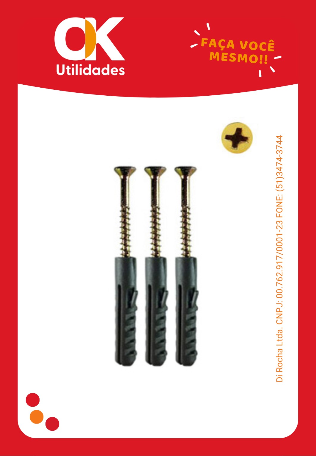 4615-Parafuso Phillips 3,5mm x 40mm com Bucha 6mm