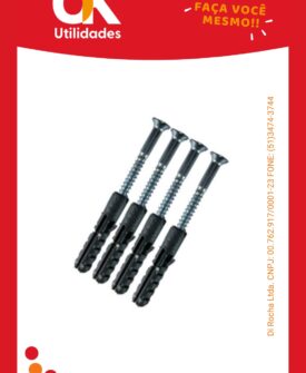 4617-Parafuso 2,8mm x 30mm com Bucha 5mm, 4 Unidades