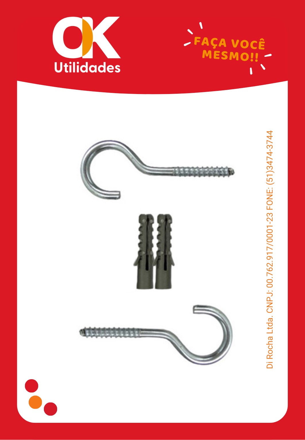 4635-Gancho G com Bucha 6mm 2 Unidades