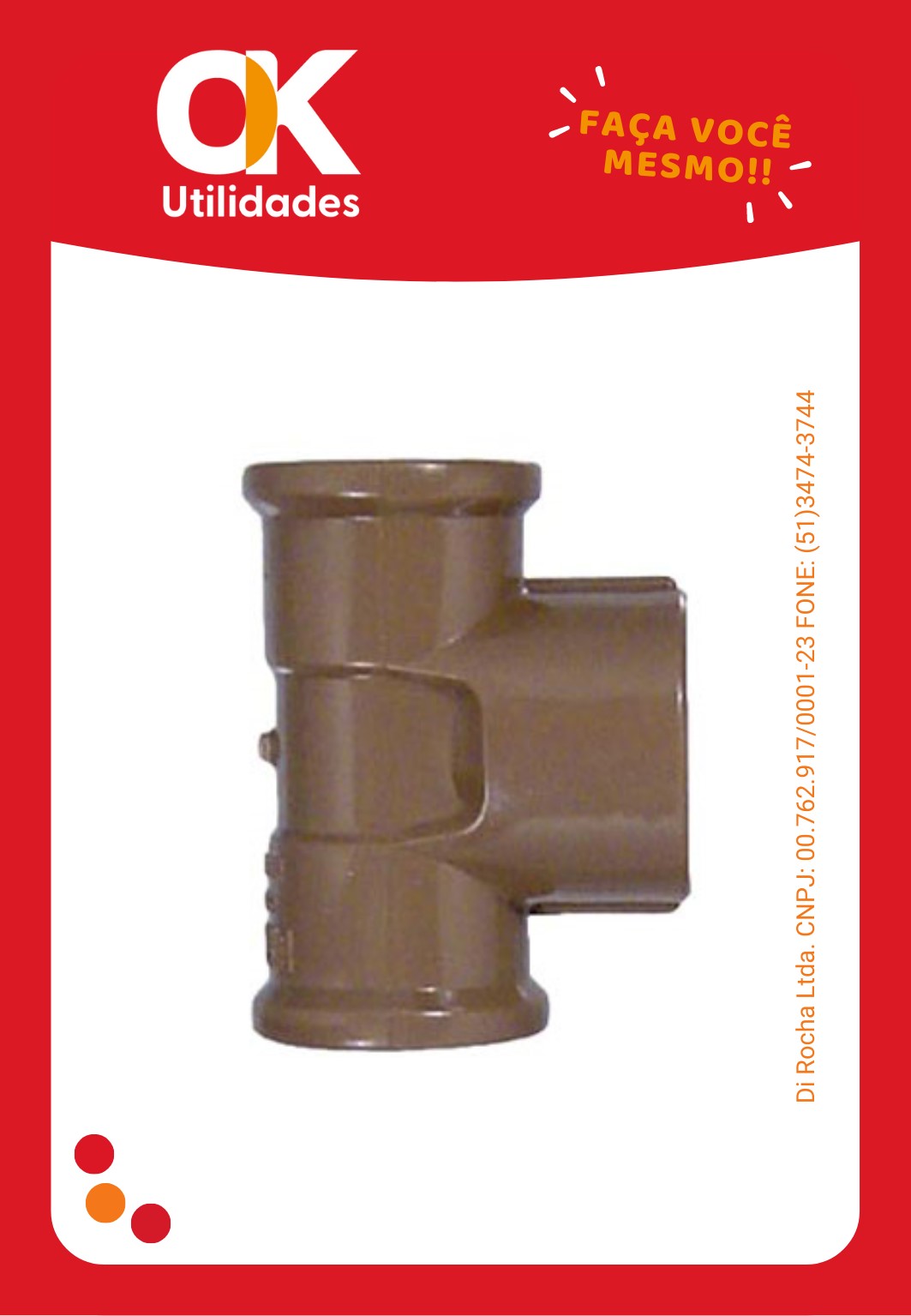 5014-Conexão Tee 20mm x 1/2" 1 Unidade