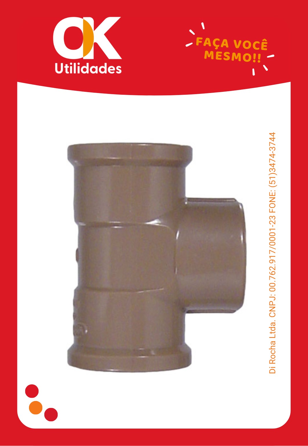5015-Conexão Tee 25mm x 1/2" 1 Unidade