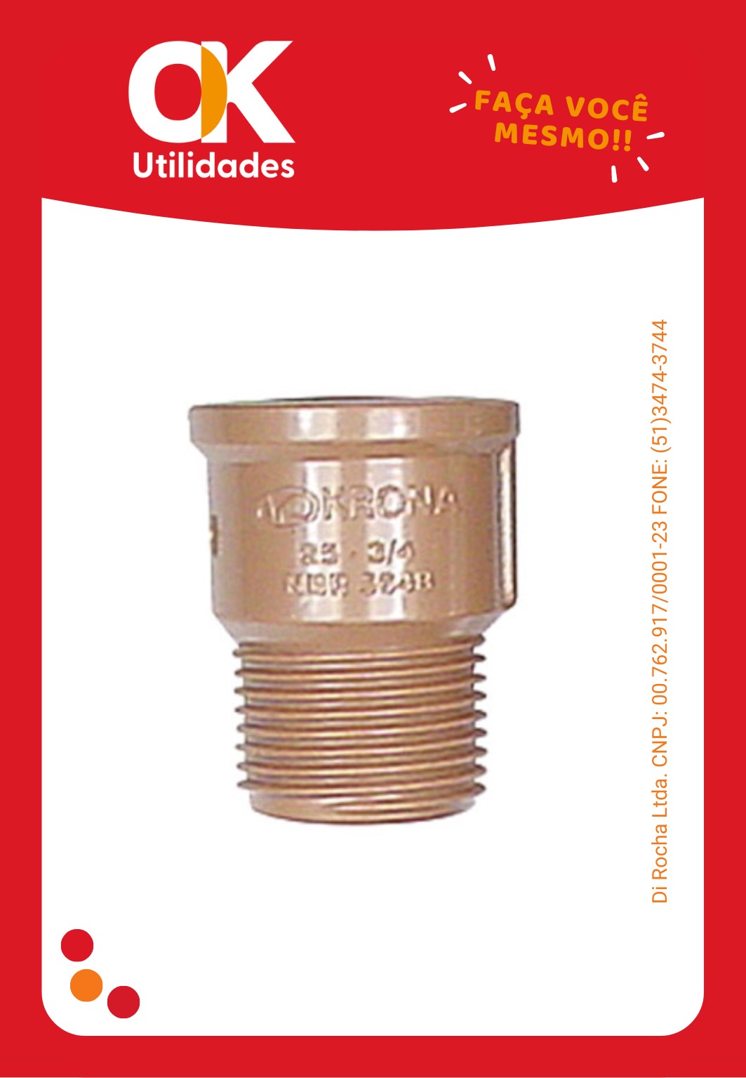 5017-Conexão Adaptador 25mm x 3/4" 1 Unidade