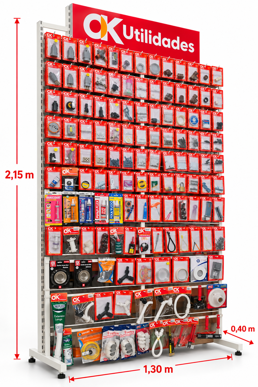 Combo 122 Itens com Expositor 1,30 x 2,15 m