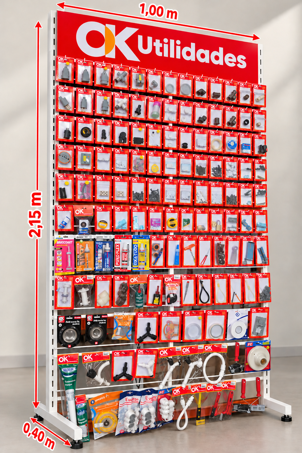 Combo 102 Itens com Expositor 1,00 x 2,15 m